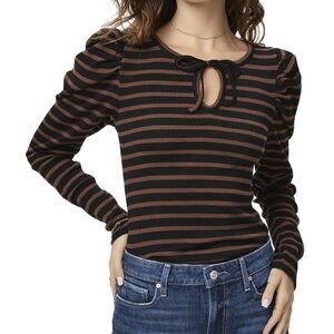 PAIGE NWT Lorna Top in Black Multi stripe size L.